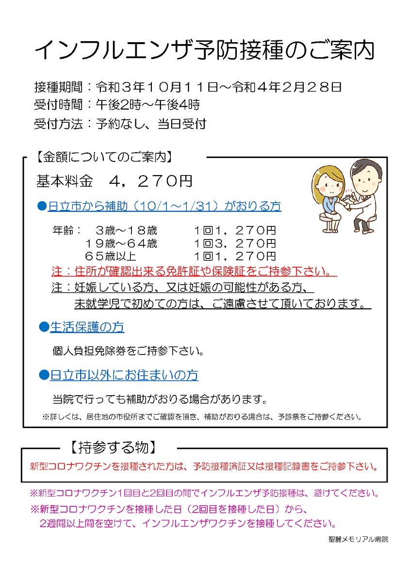 インフルエンザ予防接種ついて
